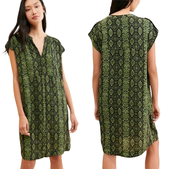 ANTHROPOLOGIE "Rachel" Snake Print Tunic Mini Dress - Size XS - Picture 1 of 17